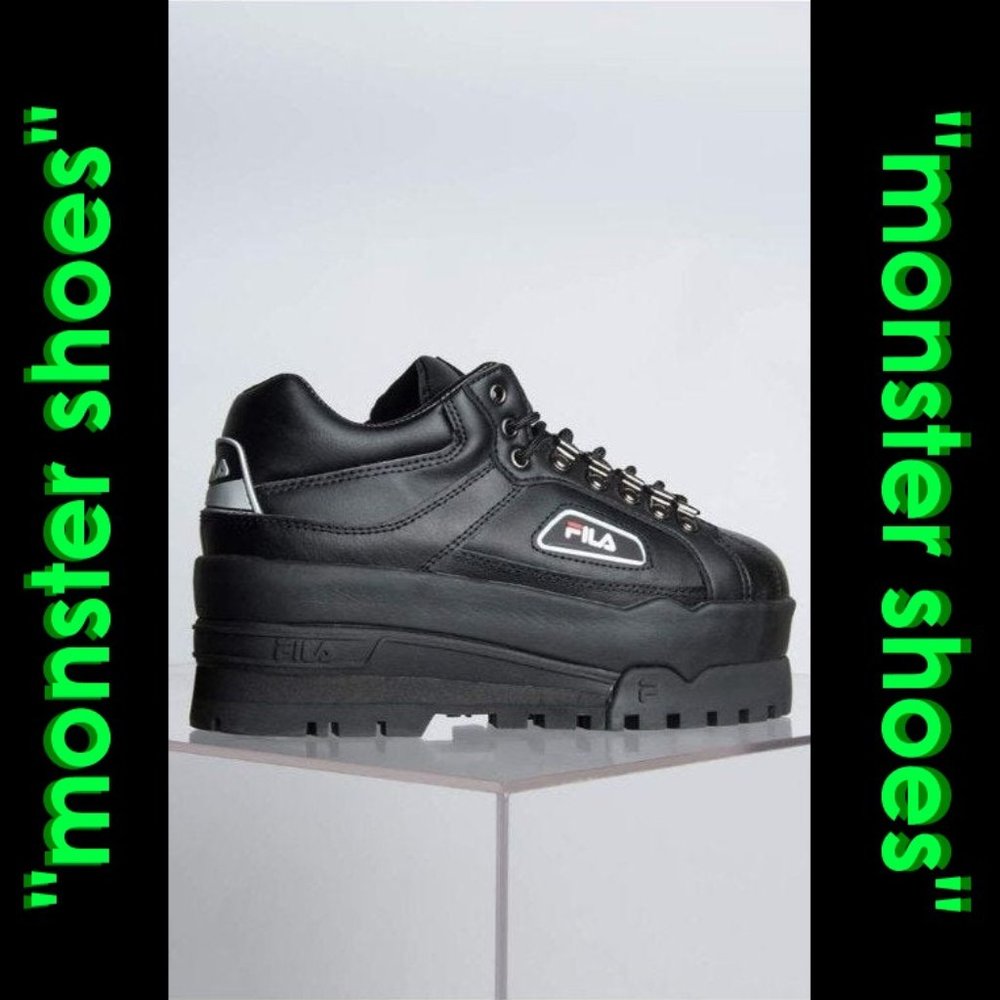 💀💜FILA Womens W 7 BLACK TRAILBLAZER WEDGE SHOES - Picture 11 of 14